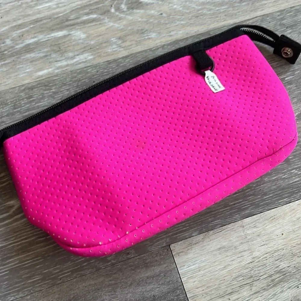 Hot Pink Neoprene Cosmetic Case with Skull Logo - Cosmetic Case - NEW   NWT